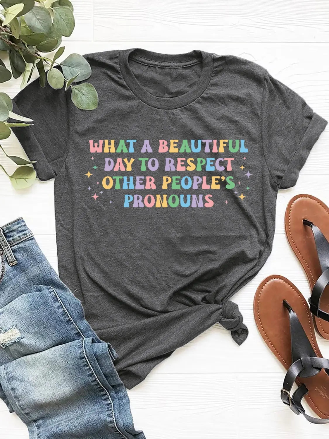 "What a Beautiful Day" Round Neck Short Sleeve Graphic T Shirt