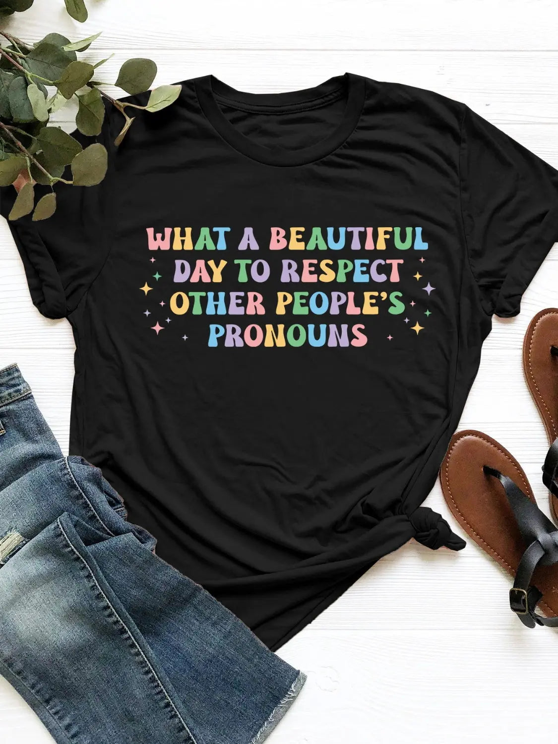 "What a Beautiful Day" Round Neck Short Sleeve Graphic T Shirt