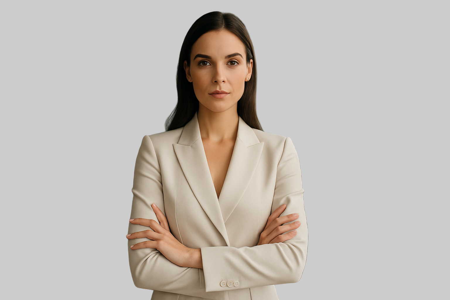 Have the women cross her hands and look straight